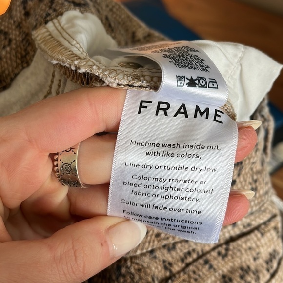 FRAME Le Crop Mini Boot Snake-print Mid-rise Bootcut Jeans Size 28 - Picture 9 of 9